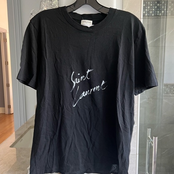 Saint Laurent Cotton Logo Tee: Black - Picture 11 of 13